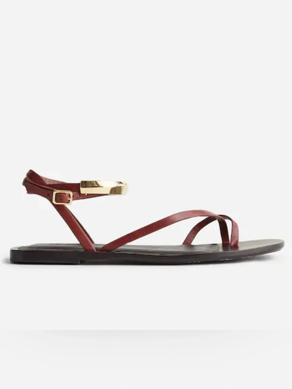 Madewell The Vira Bangle Ankle-Wrap Sandal in Leather Leather Ankle-Strap Flat 8
